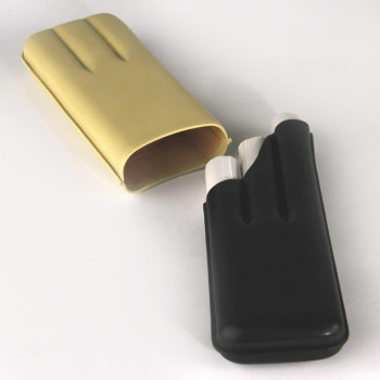 Leather case Trinidad for 3 cigars, beige-black