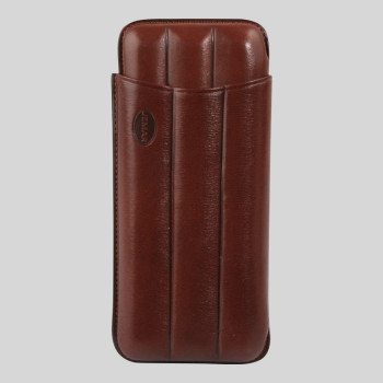 Cigar sliding case, calfskin brown, Churchill 3-pack