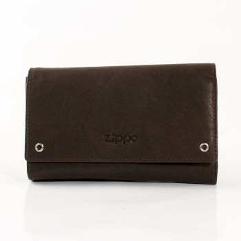 Zippo Biker Leather Wallet with Chain, Mocha, with Zippo Compartment