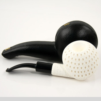 Sea foam Pipe 35 Beret with lattice engraving