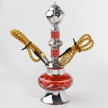 Mini Wasserpfeife chrome/colorful assorted 2er ca.27cm