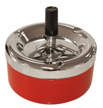 Ashtray 13.5 cm red/chrome