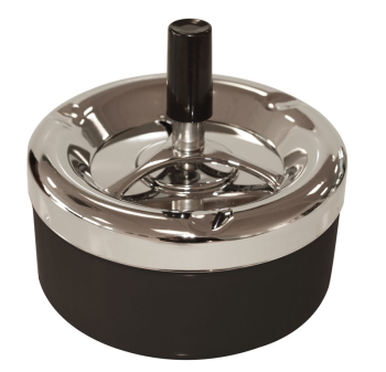 Ashtray 13.5 cm black/chrome