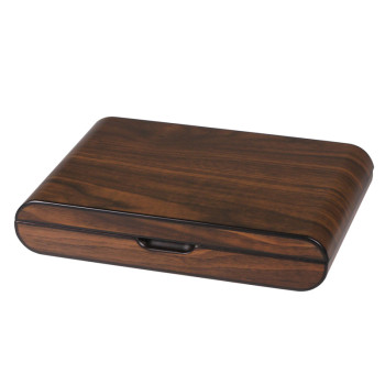 Humidor with a matte walnut finish, for approximately 10 cigars