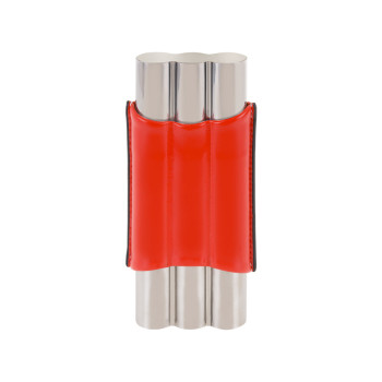 Cigar case stainless steel 3-pack red