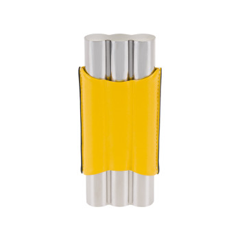 Cigar case stainless steel 3-pack yellow
