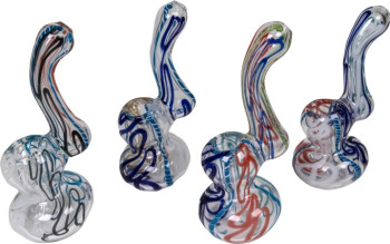 Woodoo glass pipe, assorted colors, 13cm high