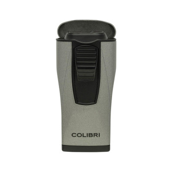 COLIBRI "Monaco II" cigar lighter, metallic anthracite, 3-jet flame, with blue fill level indicator