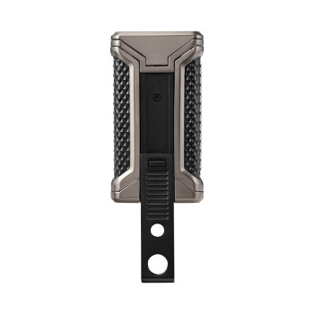 COLIBRI cigar lighter "Ascari" gun/black, 3-jet flame, with round cutter, with fill level indicator