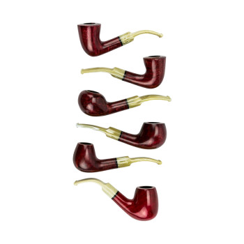 Pipe JEAN CLAUDE, assorted reds, acrylic mouthpiece, horn design
