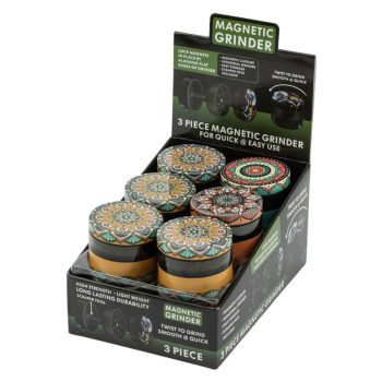 Grinder Metal/plastic, wood look, 3-piece assorted set, Ø 55mm/H40mm