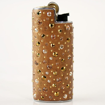 Feuerzeughülle Swarovski Crystals   gold