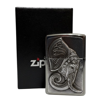 Zippo chrom geb. Plakette "Elephant Head" 2005710