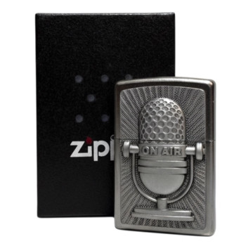 Zippo sat.fin.Plakette "Microphone Retro Style" 2004656